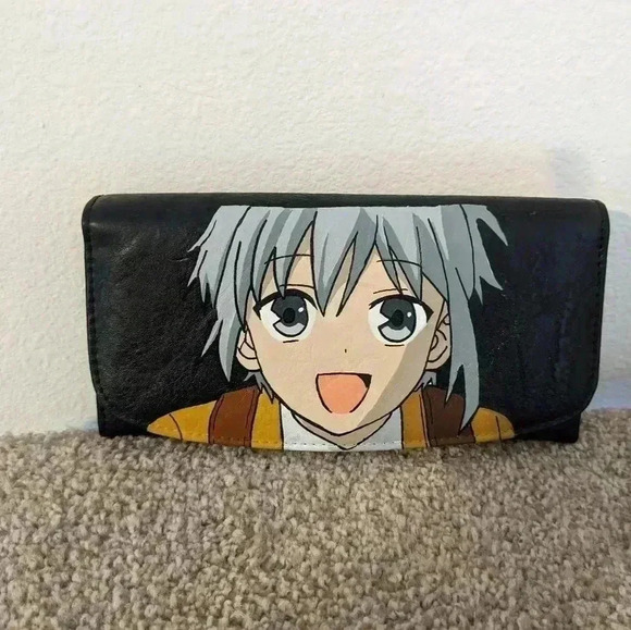 Anime Manga Graphic Wallet Clutch Black Anime Print - Picture 1 of 5